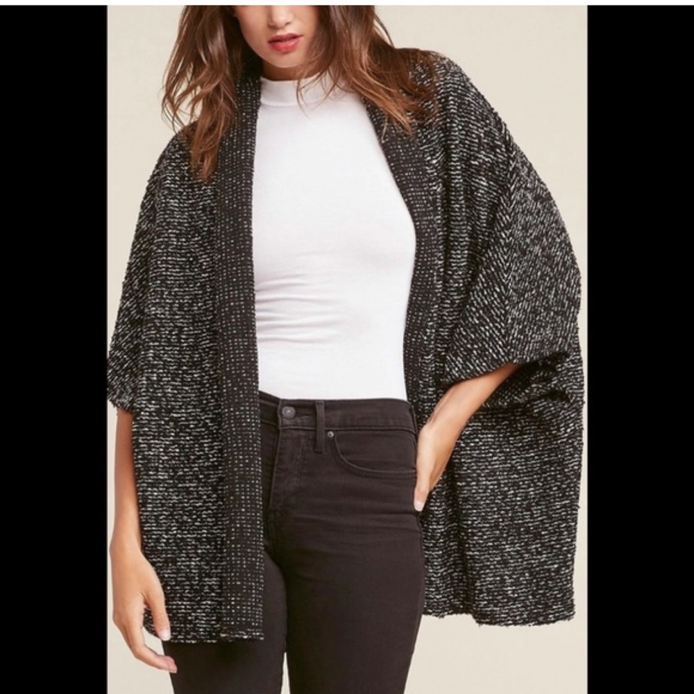 BB Dakota Black Marled Short Sleeve Knit Cardigan